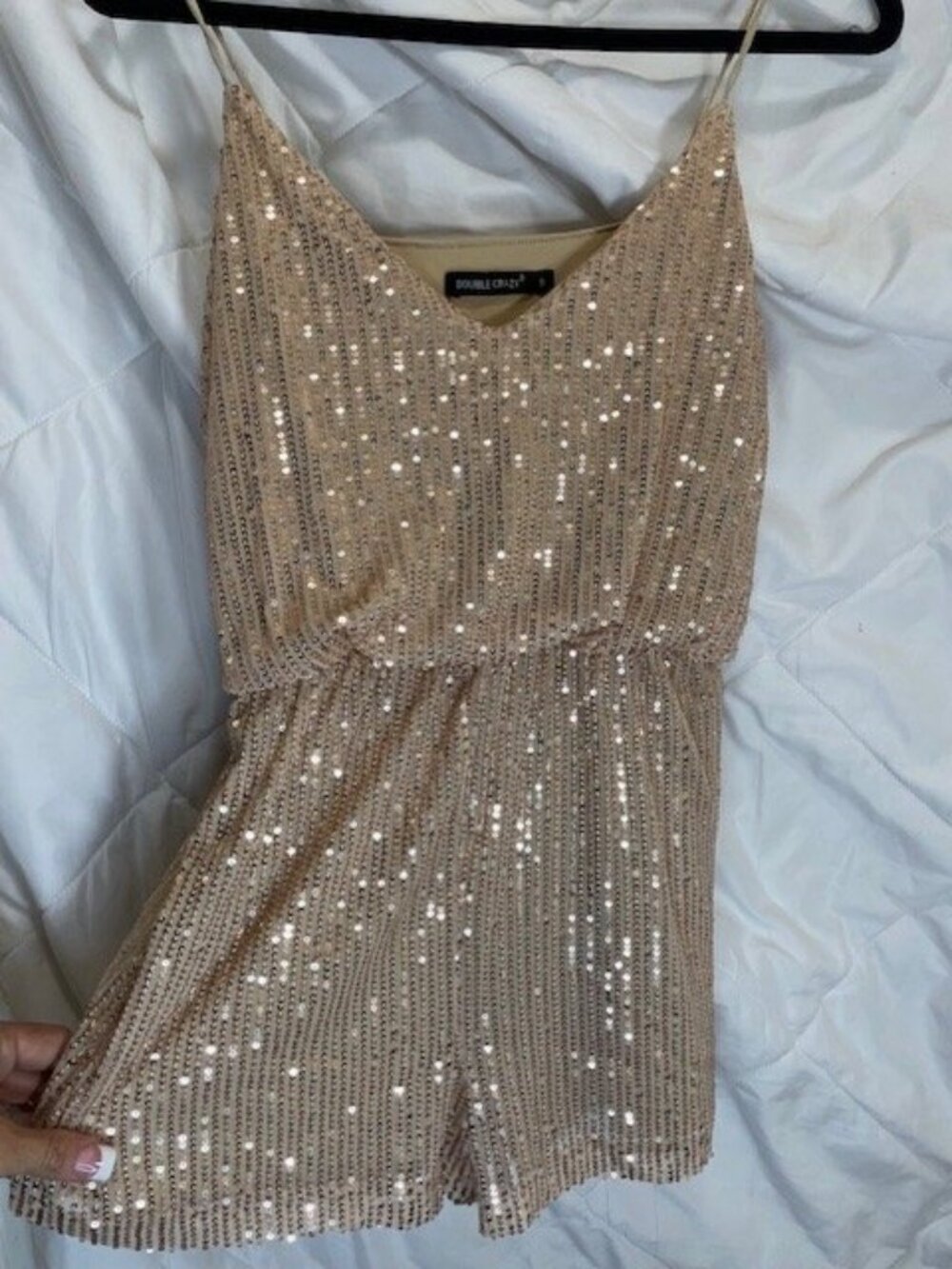 Double Crazy Gold Sequin Romper 00 Y2K Party Festival